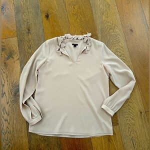 Ann Taylor beige lined sheer blouse size small